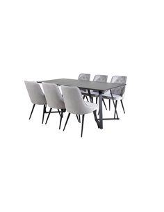 Matgrupp Marina med Velvet Deluxe matstolar, 180 × 90 cm 2