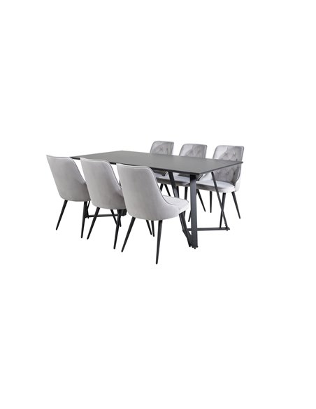 Matgrupp Marina med Velvet Deluxe matstolar, 180 × 90 cm