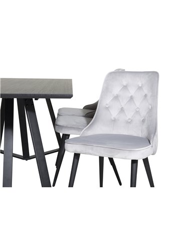 Matgrupp Marina med Velvet Deluxe matstolar, 180 × 90 cm