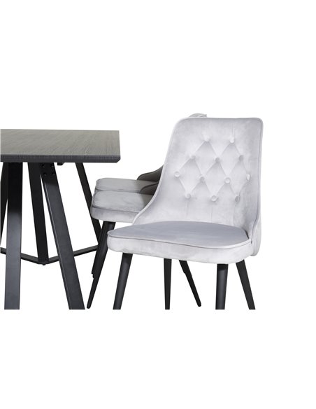 Matgrupp Marina med Velvet Deluxe matstolar, 180 × 90 cm