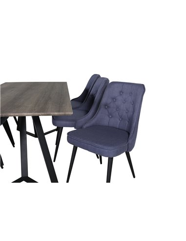 Matgrupp Marina med Velvet Deluxe matstolar, 180 × 90 cm