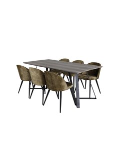 Matgrupp Marina med Velvet matstolar, 180 × 90 cm 2