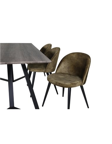 Matgrupp Marina med Velvet matstolar, 180 × 90 cm