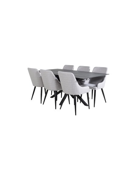 Matgrupp Piazza med Plaza matstolar, 180 × 90 cm