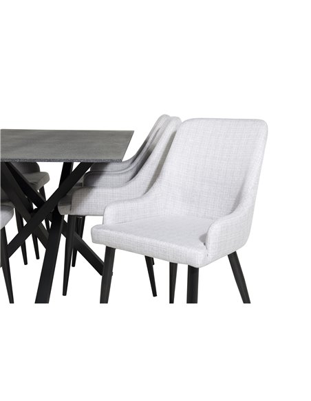 Matgrupp Piazza med Plaza matstolar, 180 × 90 cm