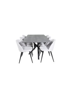 Matgrupp Piazza med Velvet matstolar, 180 × 90 cm