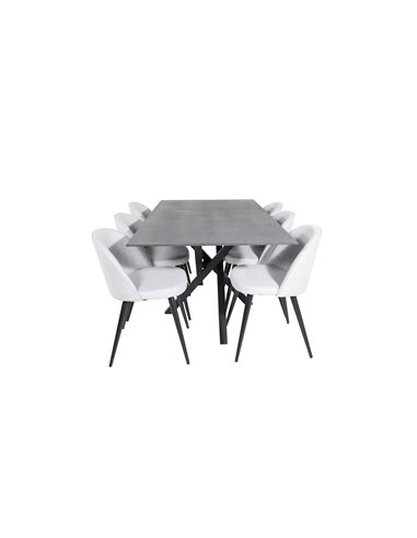 Matgrupp Piazza med Velvet matstolar, 180 × 90 cm