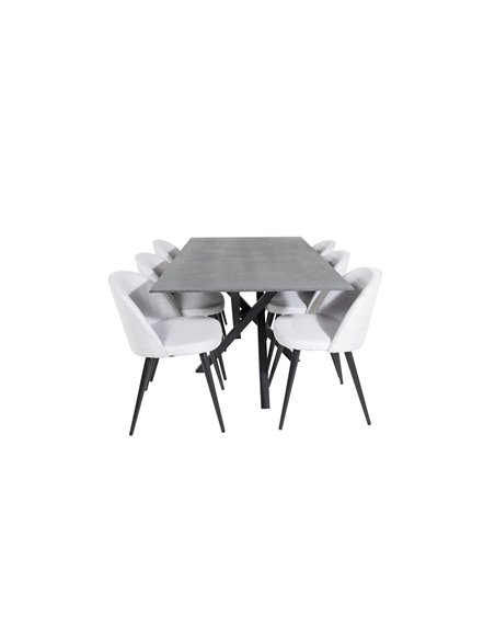 Matgrupp Piazza med Velvet matstolar, 180 × 90 cm