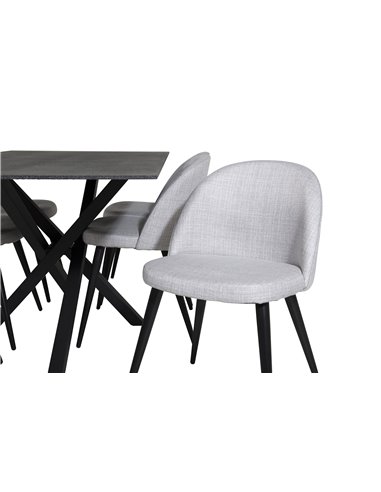 Matgrupp Piazza med Velvet matstolar, 180 × 90 cm