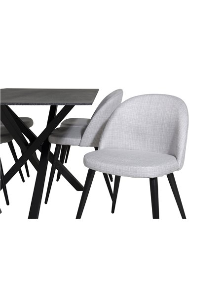 Matgrupp Piazza med Velvet matstolar, 180 × 90 cm