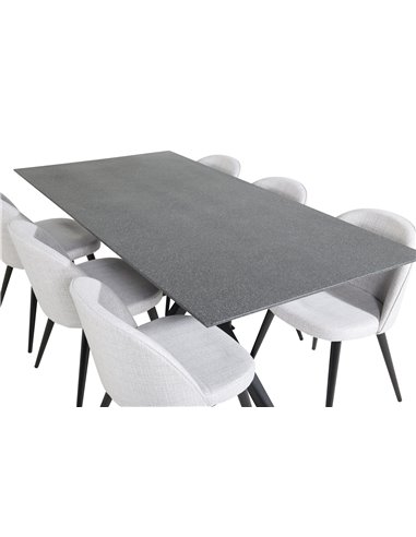 Matgrupp Piazza med Velvet matstolar, 180 × 90 cm