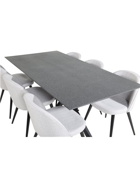 Matgrupp Piazza med Velvet matstolar, 180 × 90 cm