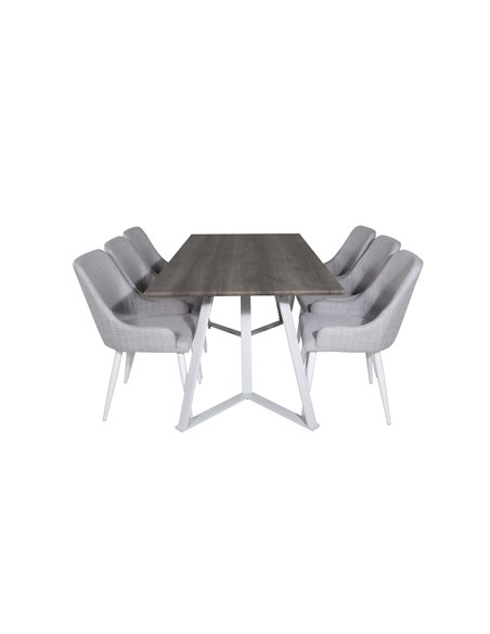 Matgrupp Marina med Plaza matstolar, 180 × 90 cm