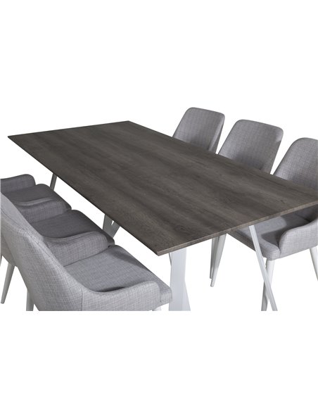 Matgrupp Marina med Plaza matstolar, 180 × 90 cm