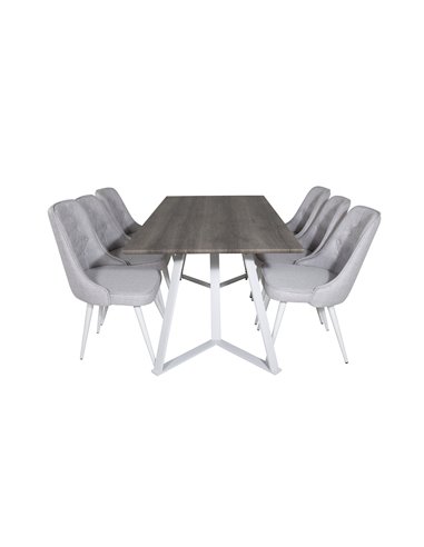 Matgrupp Marina med Velvet Deluxe matstolar, 180 × 90 cm