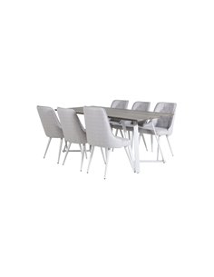 Matgrupp Marina med Velvet Deluxe matstolar, 180 × 90 cm 2