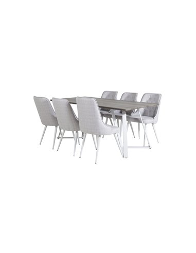 Matgrupp Marina med Velvet Deluxe matstolar, 180 × 90 cm