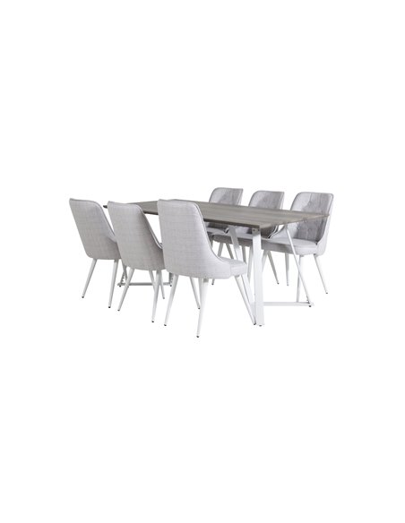 Matgrupp Marina med Velvet Deluxe matstolar, 180 × 90 cm