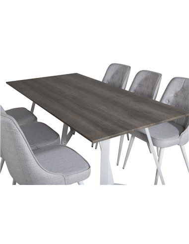 Matgrupp Marina med Velvet Deluxe matstolar, 180 × 90 cm