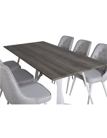 Matgrupp Marina med Velvet Deluxe matstolar, 180 × 90 cm
