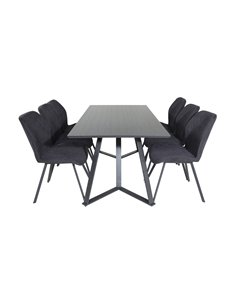Matgrupp Marina med Gemma matstolar, 180 × 90 cm