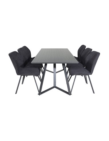 Matgrupp Marina med Gemma matstolar, 180 × 90 cm