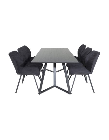 Matgrupp Marina med Gemma matstolar, 180 × 90 cm