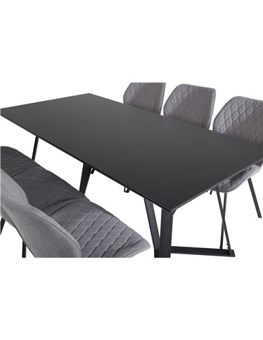 Matgrupp Marina med Gemma matstolar, 180 × 90 cm