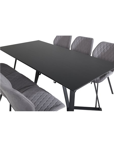 Matgrupp Marina med Gemma matstolar, 180 × 90 cm