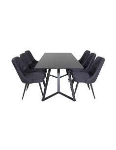 Matgrupp Marina med Velvet Deluxe matstolar, 180 × 90 cm