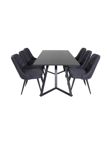 Matgrupp Marina med Velvet Deluxe matstolar, 180 × 90 cm