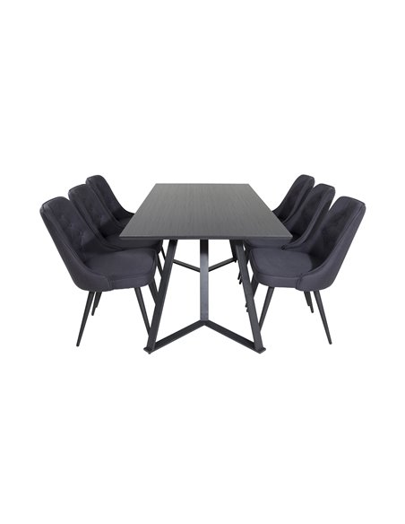 Matgrupp Marina med Velvet Deluxe matstolar, 180 × 90 cm