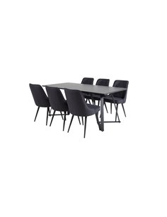 Matgrupp Marina med Velvet Deluxe matstolar, 180 × 90 cm 2
