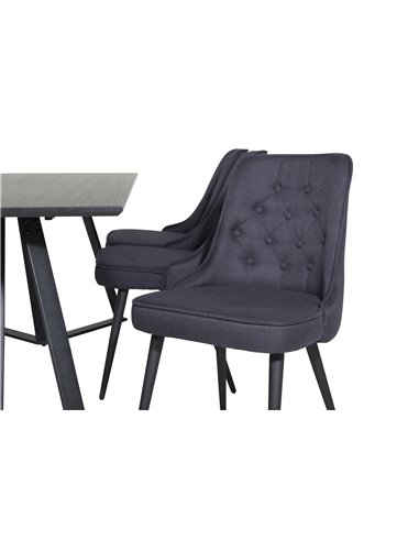 Matgrupp Marina med Velvet Deluxe matstolar, 180 × 90 cm