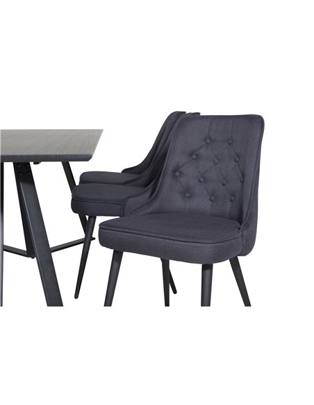 Matgrupp Marina med Velvet Deluxe matstolar, 180 × 90 cm
