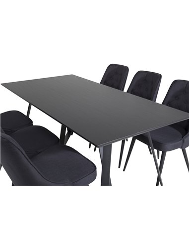 Matgrupp Marina med Velvet Deluxe matstolar, 180 × 90 cm