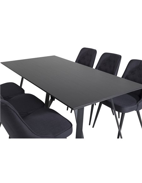 Matgrupp Marina med Velvet Deluxe matstolar, 180 × 90 cm
