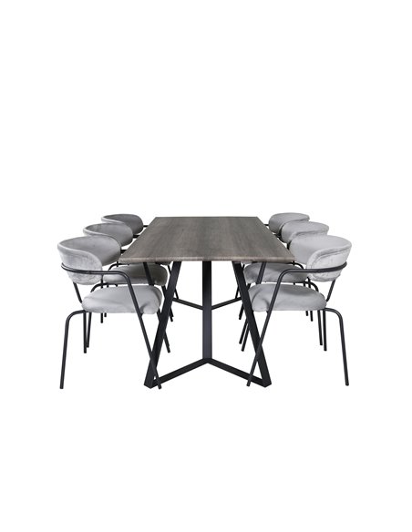 Matgrupp Marina med Arrow matstolar, 180 × 90 cm