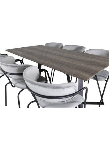 Matgrupp Marina med Arrow matstolar, 180 × 90 cm