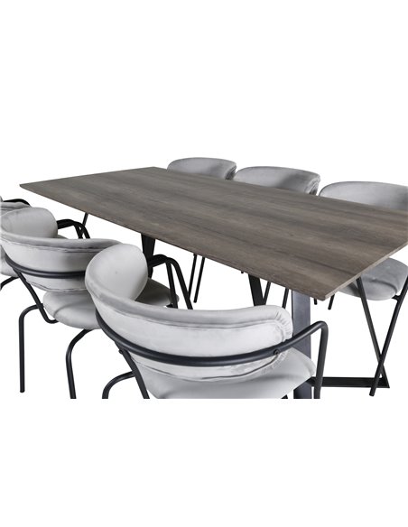 Matgrupp Marina med Arrow matstolar, 180 × 90 cm