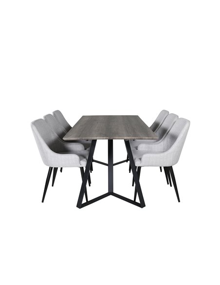 Matgrupp Marina med Plaza matstolar, 180 × 90 cm
