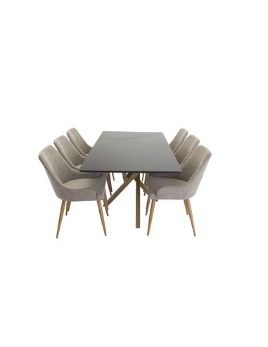 Matgrupp Piazza med Plaza matstolar, 180 × 90 cm