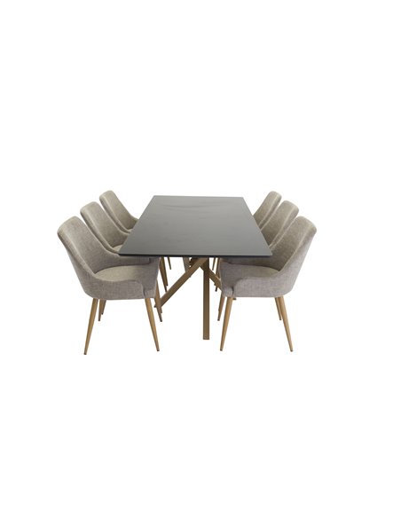 Matgrupp Piazza med Plaza matstolar, 180 × 90 cm