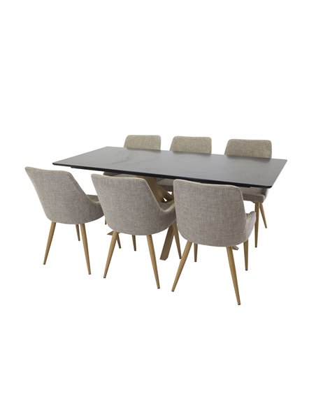 Matgrupp Piazza med Plaza matstolar, 180 × 90 cm