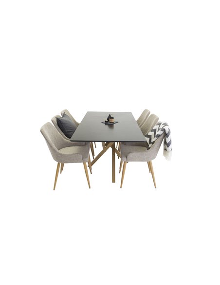 Matgrupp Piazza med Plaza matstolar, 180 × 90 cm