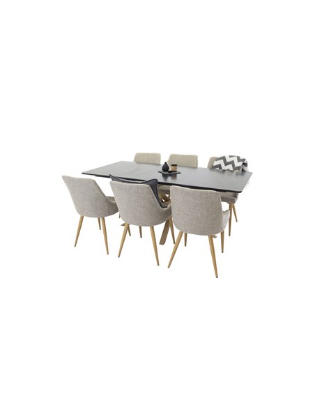 Matgrupp Piazza med Plaza matstolar, 180 × 90 cm