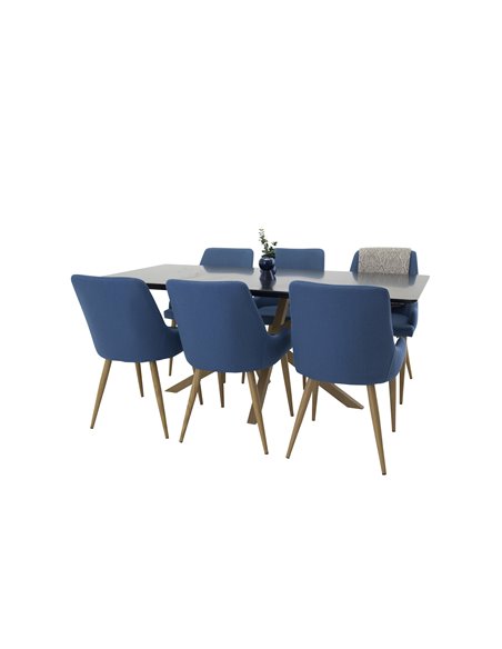 Matgrupp Piazza med Plaza matstolar, 180 × 90 cm
