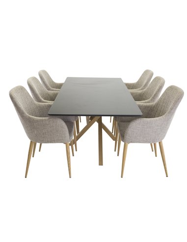 Matgrupp Piazza med Comfort matstolar, 180 × 90 cm