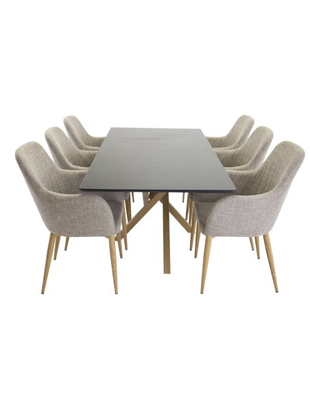 Matgrupp Piazza med Comfort matstolar, 180 × 90 cm