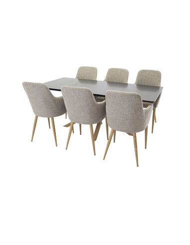 Matgrupp Piazza med Comfort matstolar, 180 × 90 cm